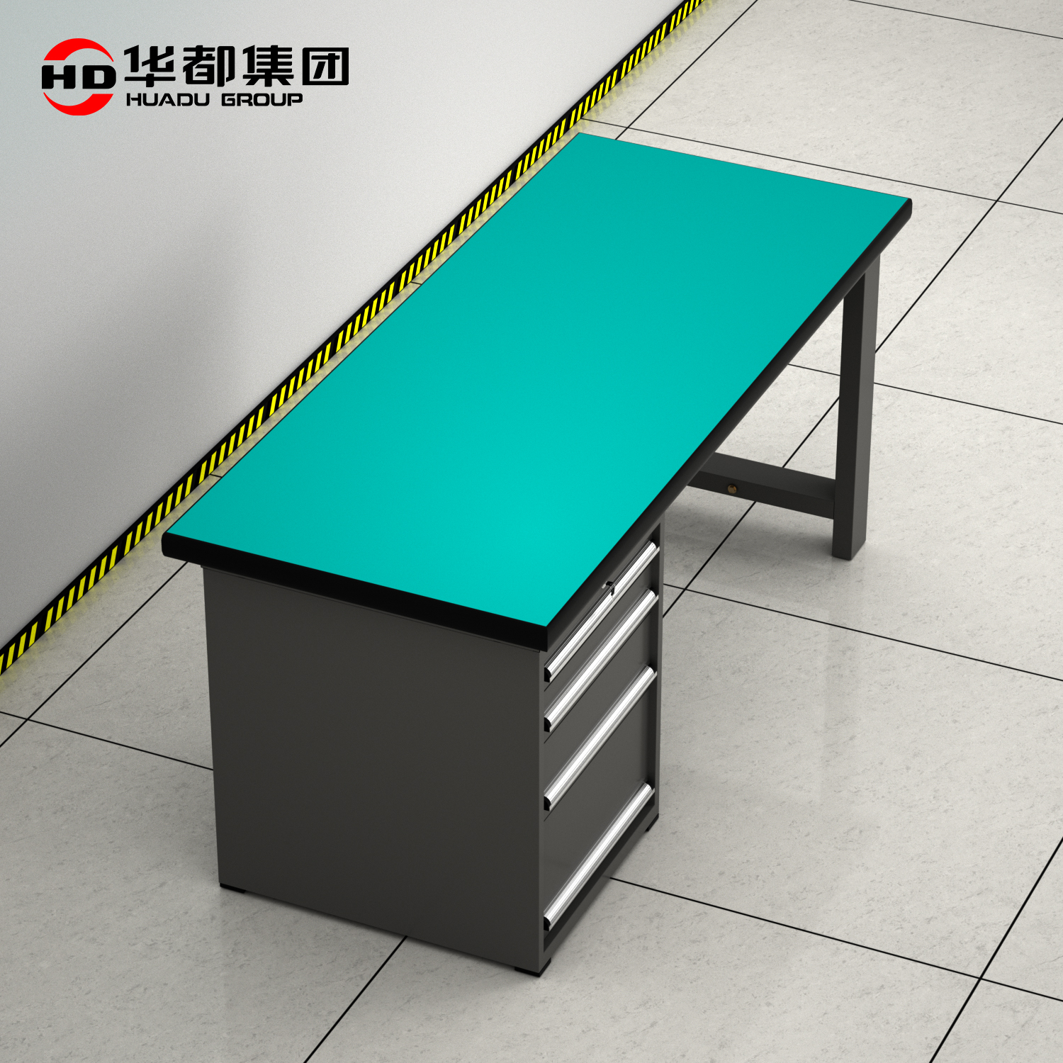 华都HDGJ-112 灰四抽柜1.5米重型工作台华都重型工作台操作台维修工具桌钳工办公桌五金配件桌防静电车间工厂高清大图