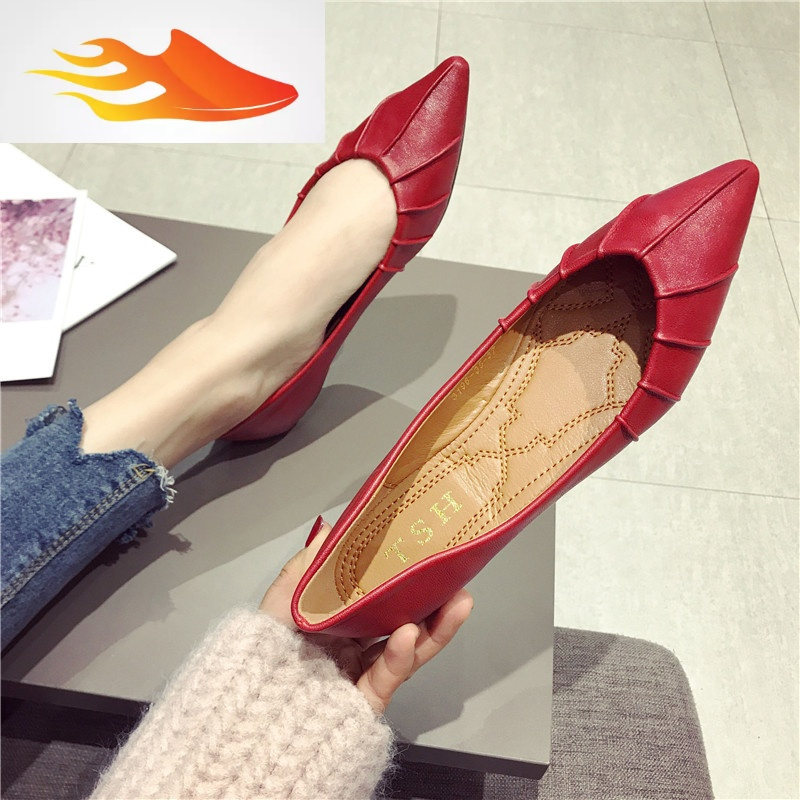 fishbasket欧美时尚平跟单鞋女大码职业女鞋黑色皮鞋女工作鞋平底软底