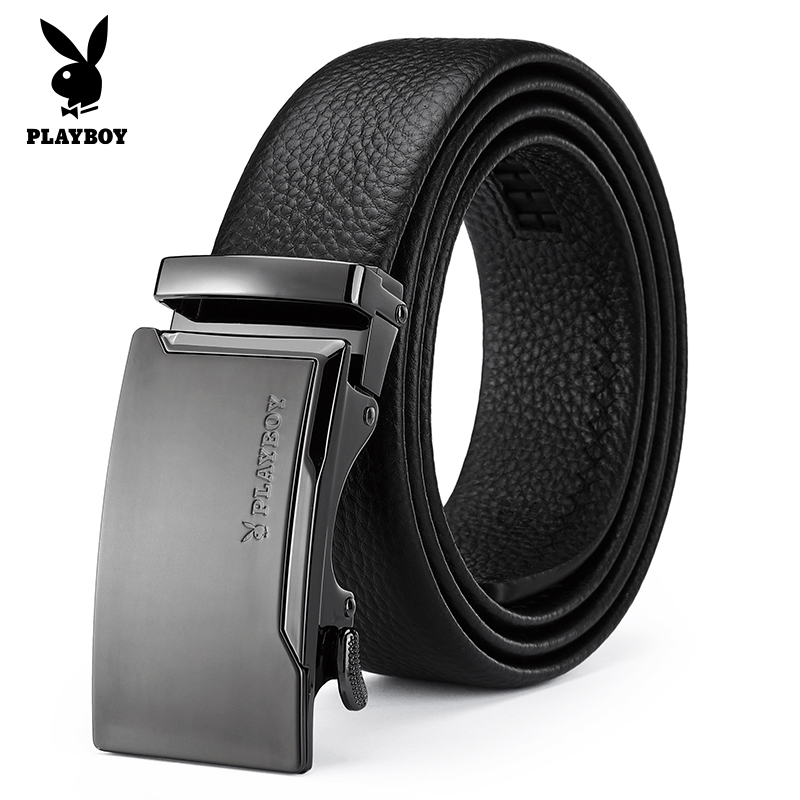 花花公子男士真皮皮带男潮新款牛皮男式腰带自动扣商务休闲裤带高清大图