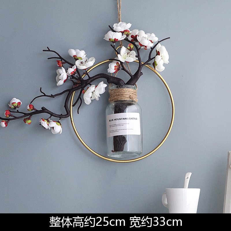 新中式电视背景墙面装饰小挂件客厅沙发墙面创意梅花挂饰玄关壁饰 三维工匠 乳白色圆形壁饰高清大图