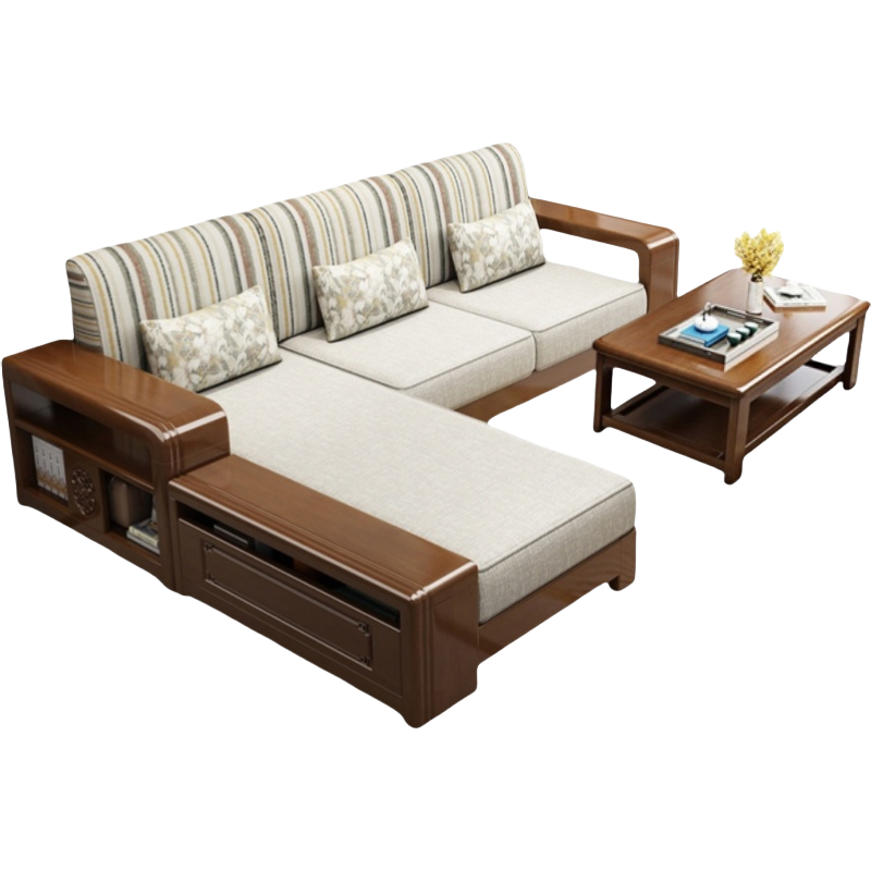 演发 沙发三人位+茶几 套高清大图