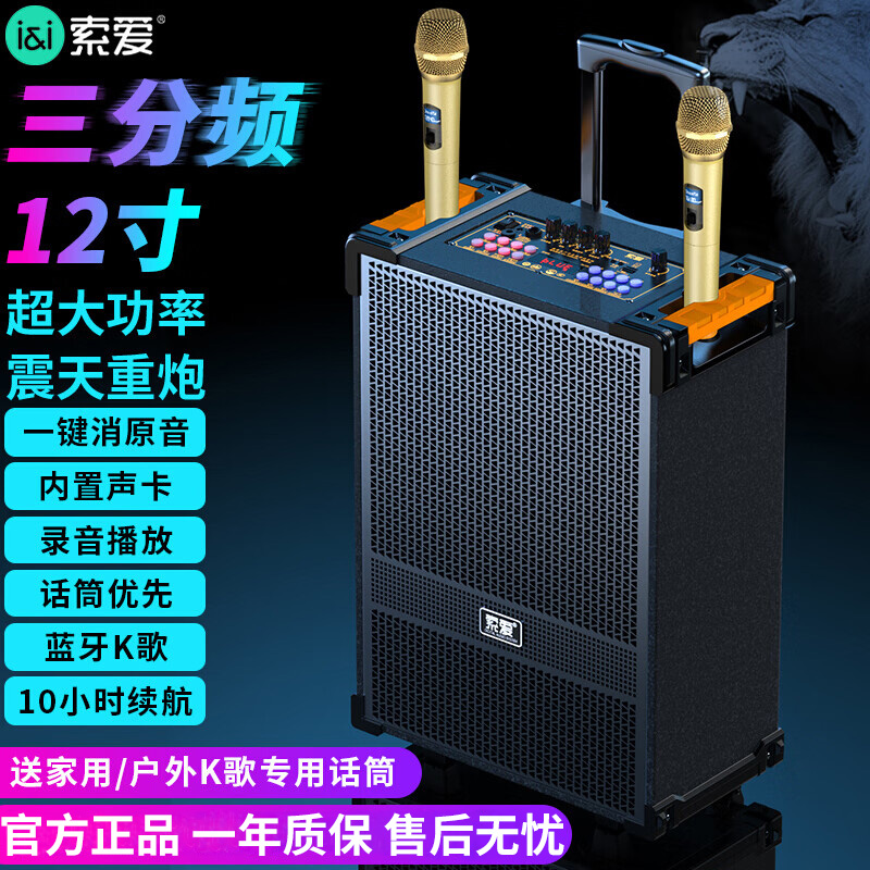 索爱(soaiy)SA-F29手提音响高低音户外k歌大音量广场舞电木吉他乐器音箱直播小型家用音箱 单麦高清大图