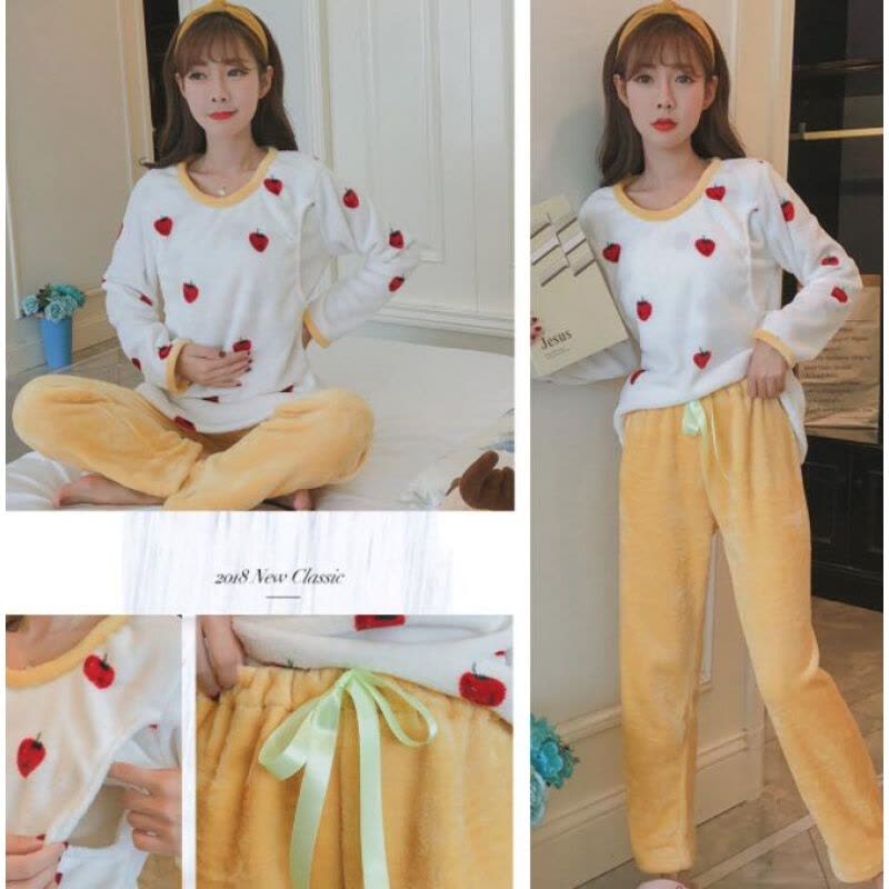 迪鲁奥（DILUAO)孕妇睡衣秋冬加绒怀孕期 哺乳睡衣 珊瑚绒睡衣女哺乳 孕妇珊瑚绒睡衣b907-34图片