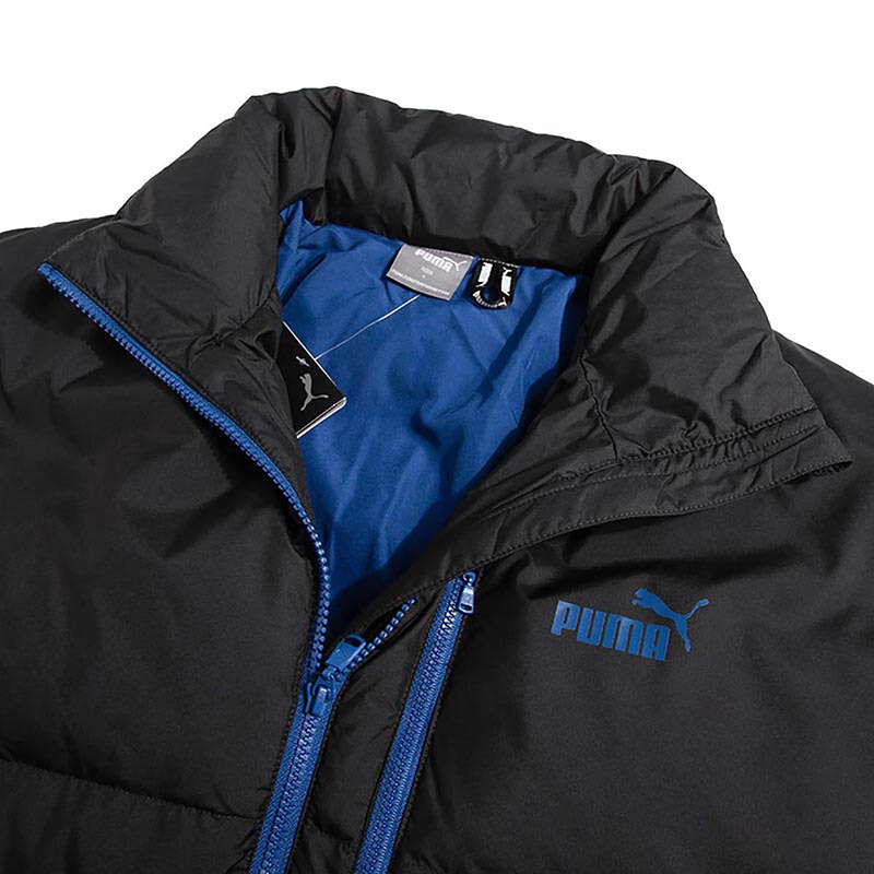 PUMA 撞色拉链设计休闲立领保暖羽绒服 男女同款 黑色 625609-01