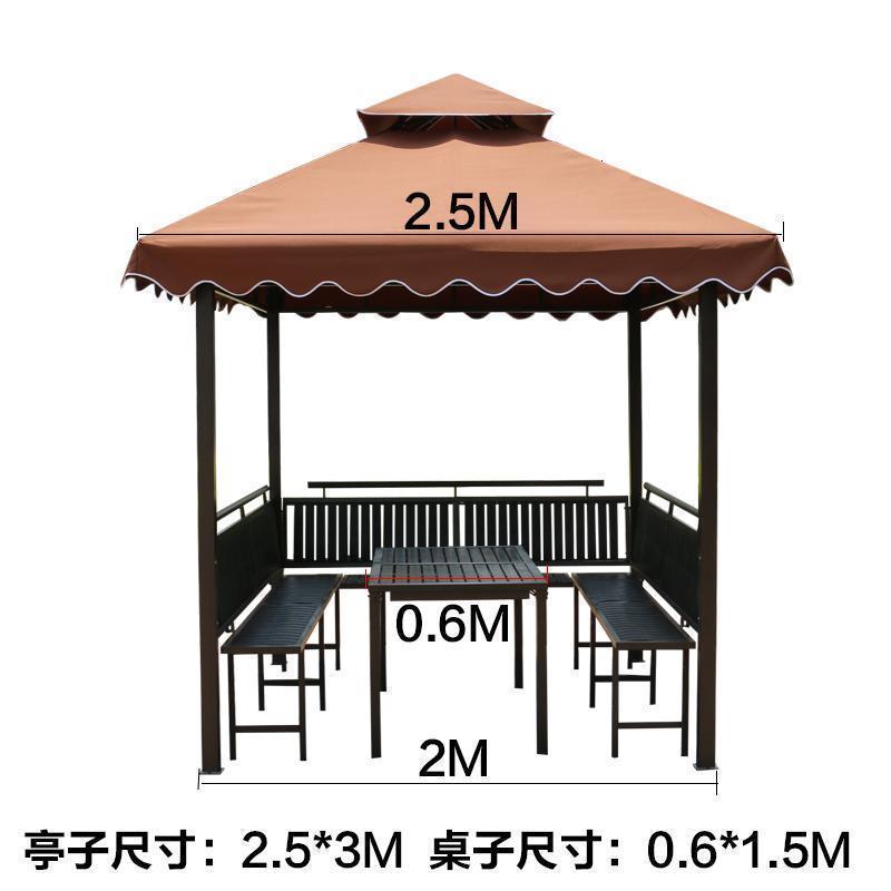 森美人凉亭户外 庭院木屋别墅小型木屋 茶水亭组装雨棚室外遮阳带桌椅 2.5*3M三面座板+桌请备注颜色