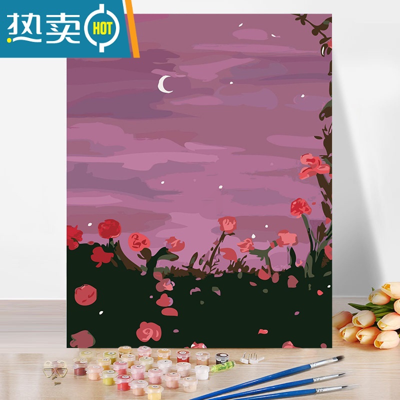 敬平diy数字油画手工涂色风景装饰油彩画填充手绘填色画画富y富高清大图