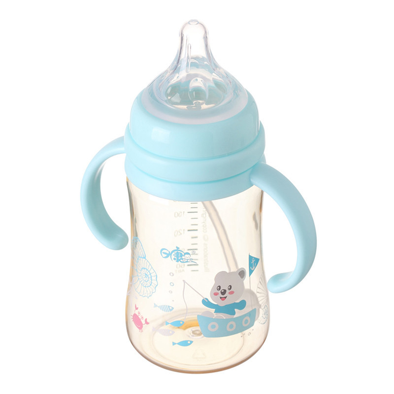 [苏宁自营]日康(rikang)宽口有柄自动奶瓶(240ML ppsu)RK-3165 PPSU带手柄吸管