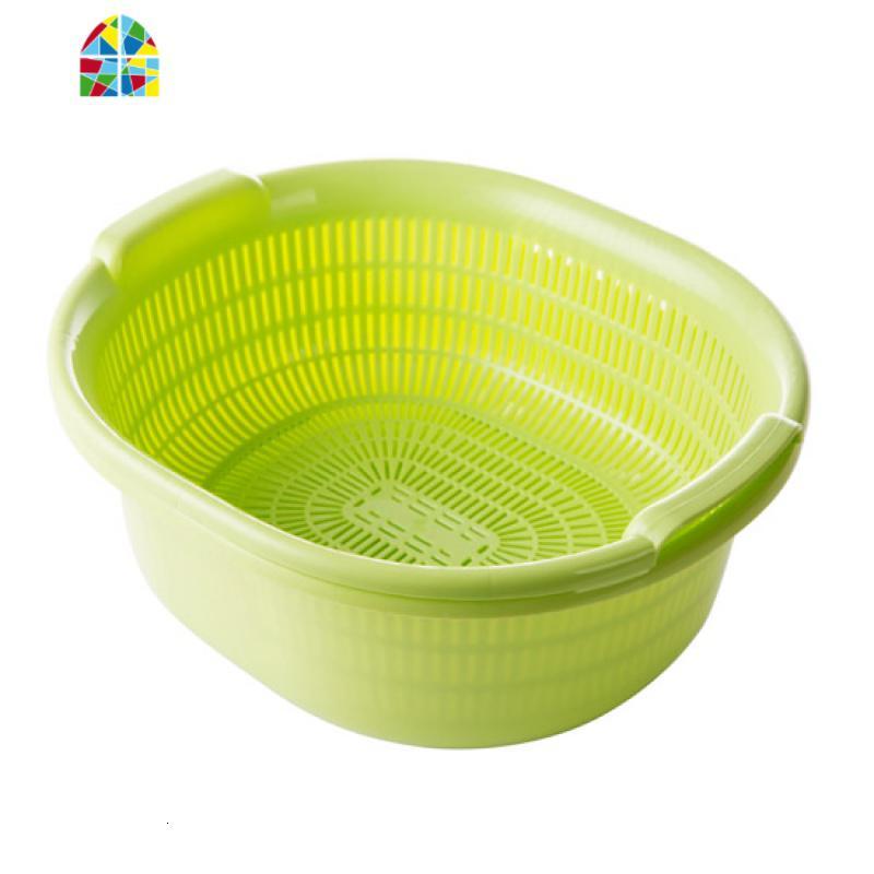 双层塑料洗菜盆漏盆厨房洗菜篮子水果篮沥水盆洗菜篮fenghou绿色2件套