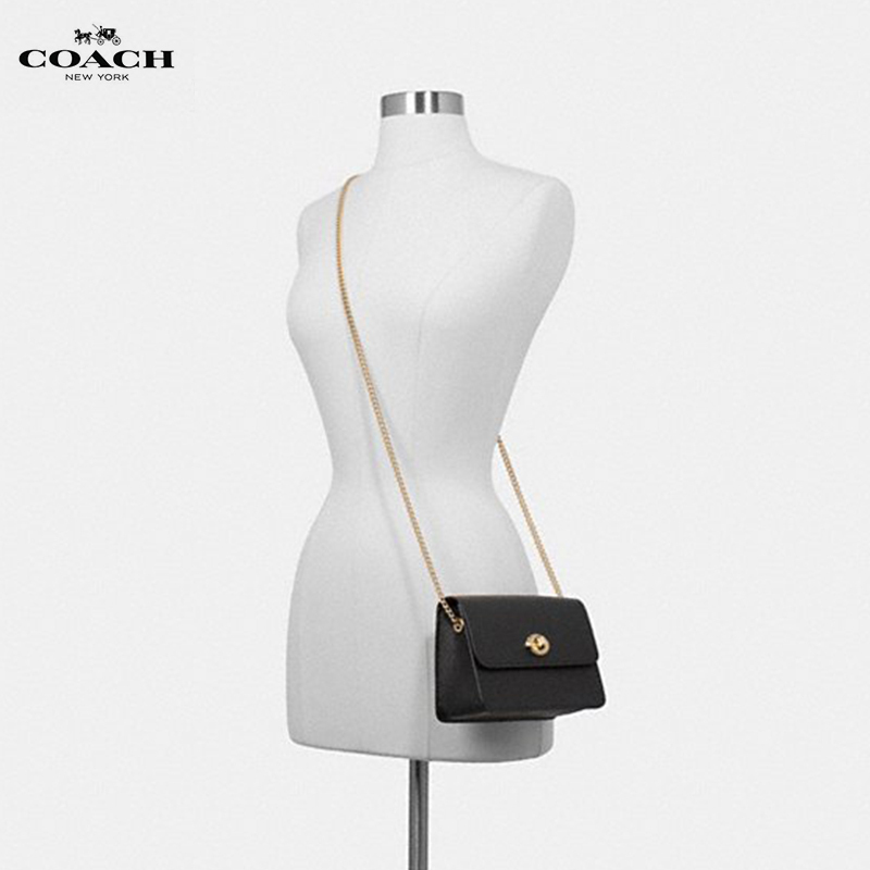 【直营】蔻驰(COACH) Bowery系列十字纹皮革链条单肩包斜挎包小方包女包 搭扣