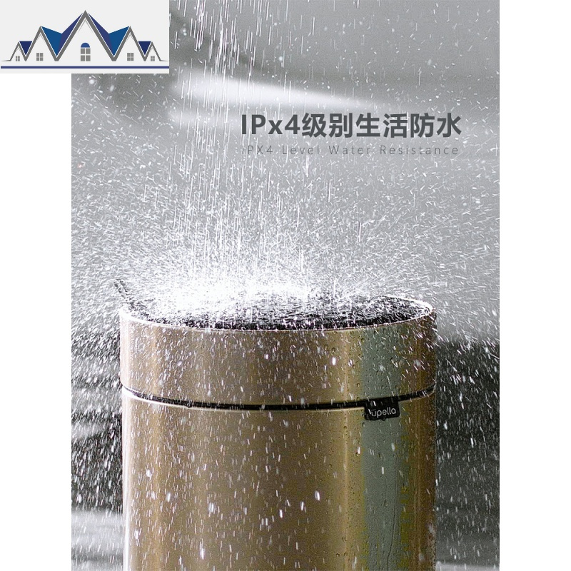 欧式智能自动感应垃圾桶家用不锈钢圆形电动客厅厨房卫生间 三维工匠