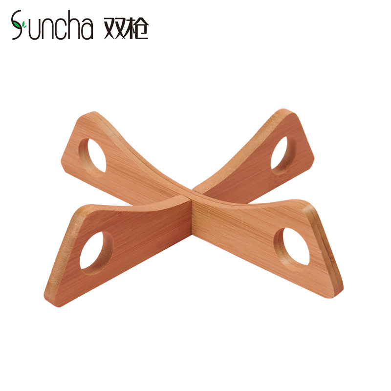 双枪(Suncha)棕色锅盖架 竹质工艺厨房锅架子多功能工具架收纳架厨具 GJ1101
