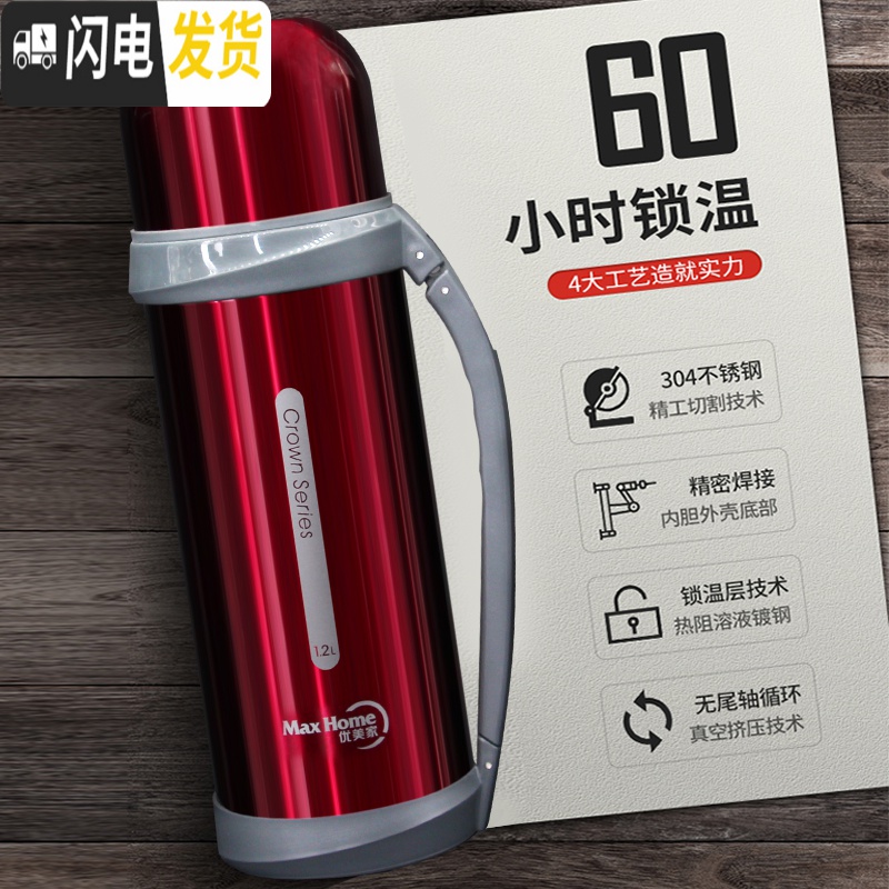三维工匠304不锈钢保温壶男大容量家用暖水瓶户外便携车载2旅行杯 款式一(深蓝1200)高清大图