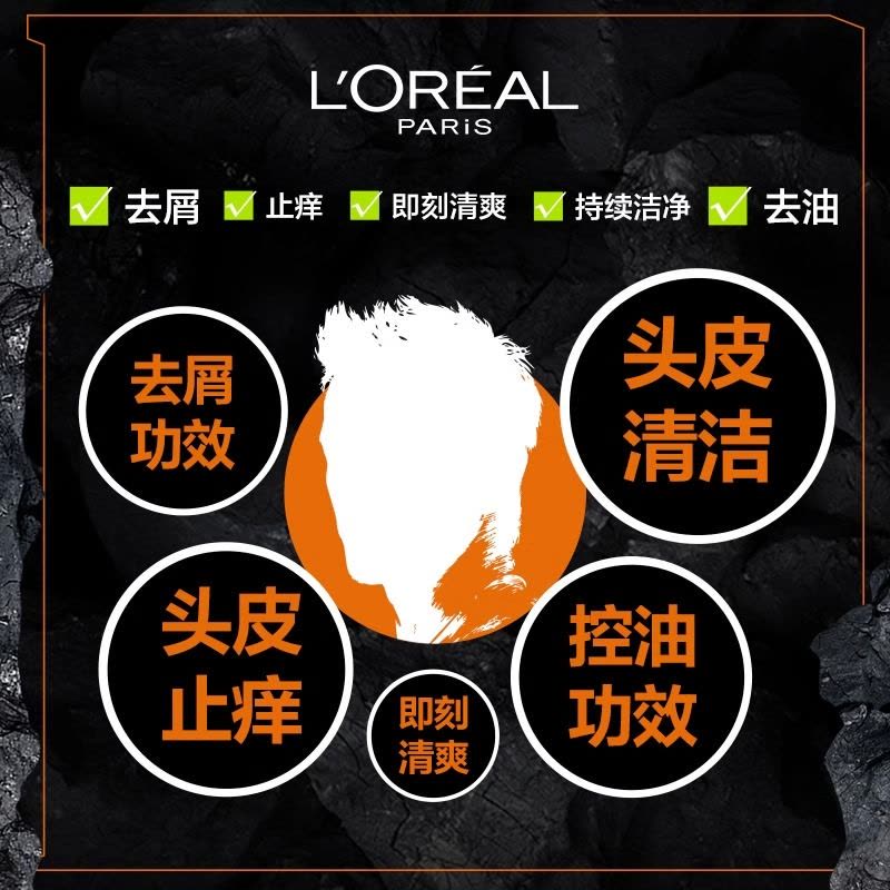 欧莱雅(L’OREAL)男士去屑洗发露(炭爽去油)700ml洗发水大瓶装图片