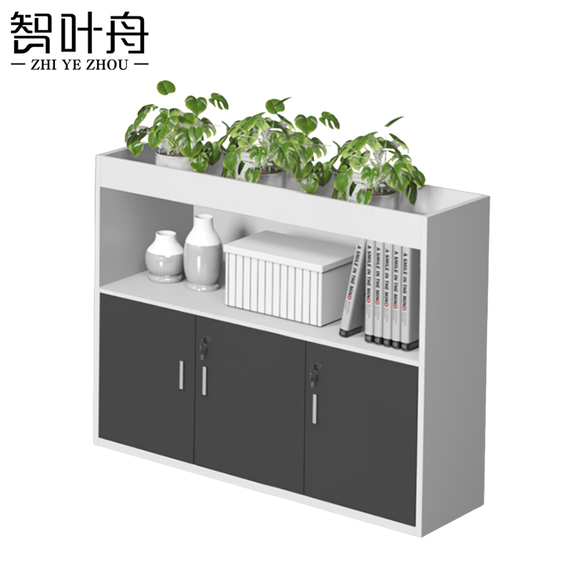 智叶舟矮柜文件柜镂空三门120*30*80cm台高清大图