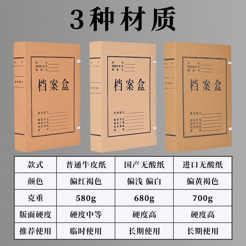 三益档案(SANISY) 牛皮纸档案盒档案袋 无酸牛皮纸 7CM档案盒 A4加厚牛皮纸档案盒30个起订图片