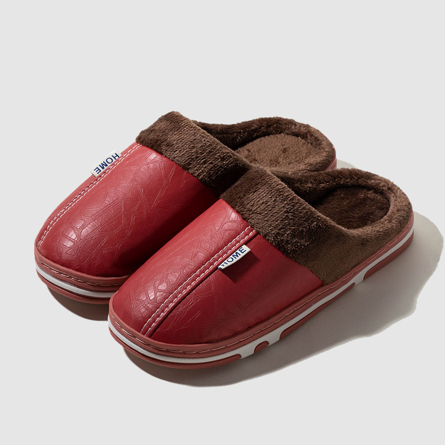 防水棉拖鞋女冬季室内家居保暖加绒棉鞋男防滑情侣毛拖 鞋厚底家用高清大图