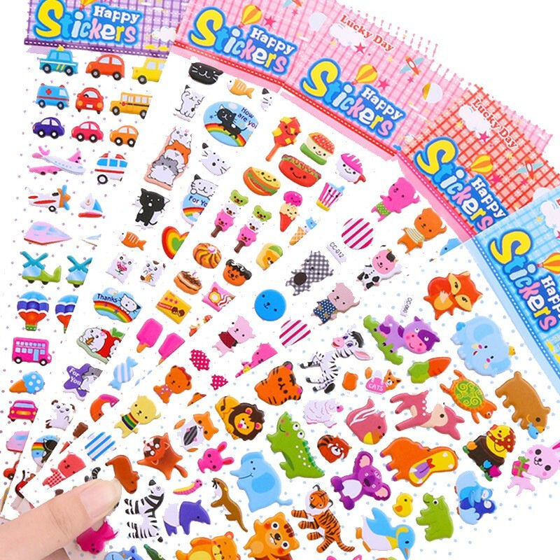 儿童韩版可爱卡通贴画幼儿园男女孩泡泡贴3D立体小红花奖励贴纸手账日记装饰粘贴玩