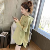 oversize连帽高街vibe风侧开叉卫衣薄款女宽松慵懒风潮ins春秋季