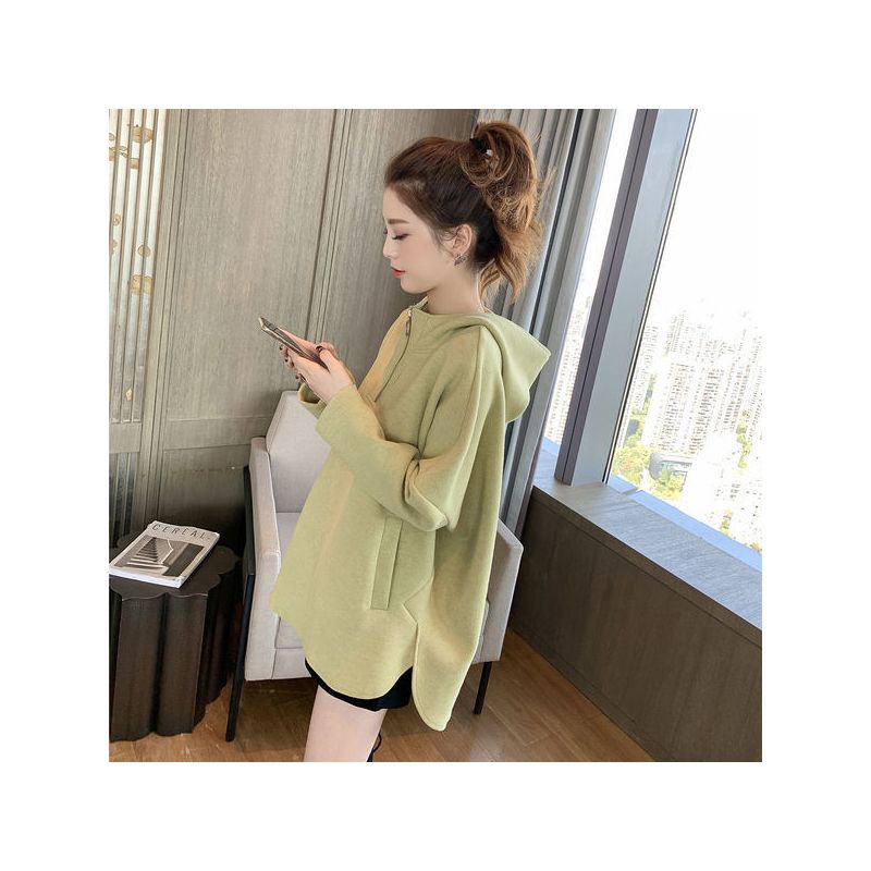 oversize连帽高街vibe风侧开叉卫衣薄款女宽松慵懒风潮ins春秋季