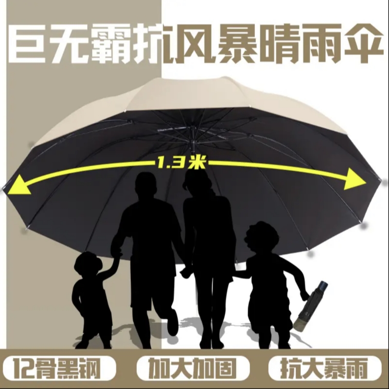 超大号雨伞大号三折伞男女三人晴雨两用抗暴雨太阳伞加固手动结实