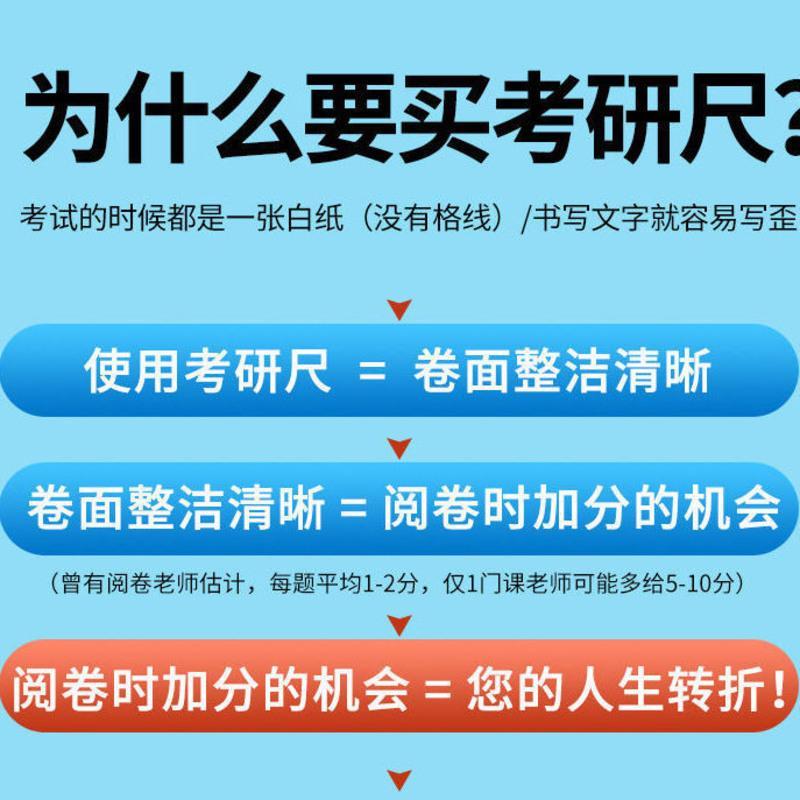 10mm尺子一个 考研尺考研尺子免划线无痕政治答题卡辅助写字a4伐线直线打格神器