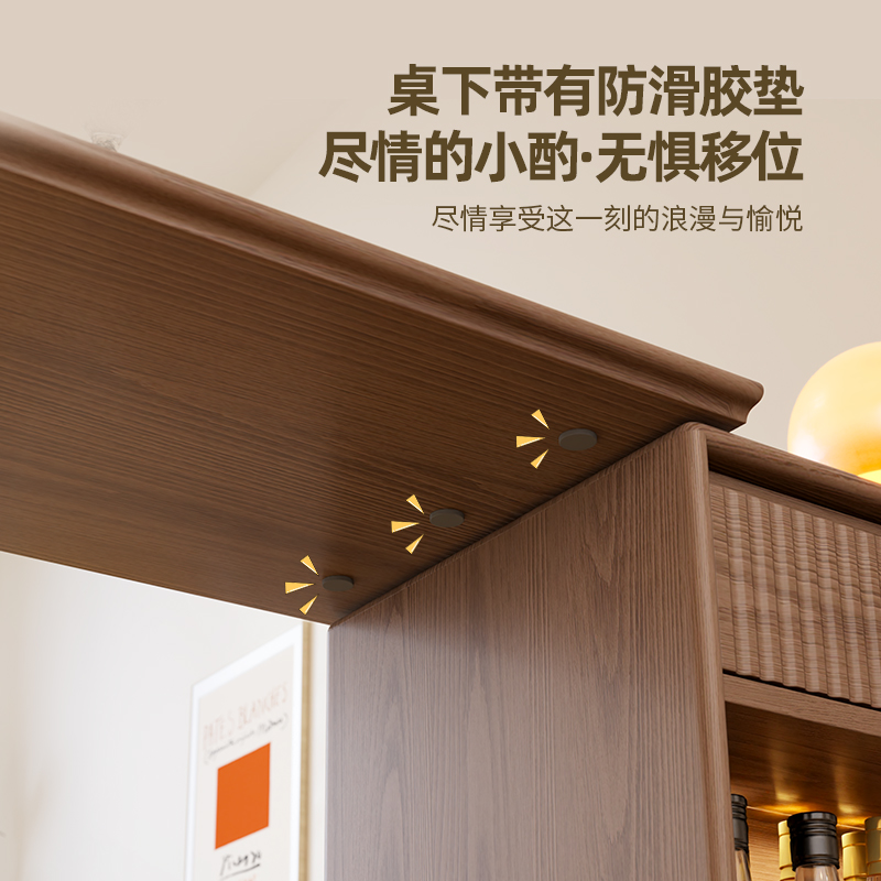 可伸缩实木吧台桌子家用阳台休闲小户型隔断窄岛台餐边柜一体高清大图