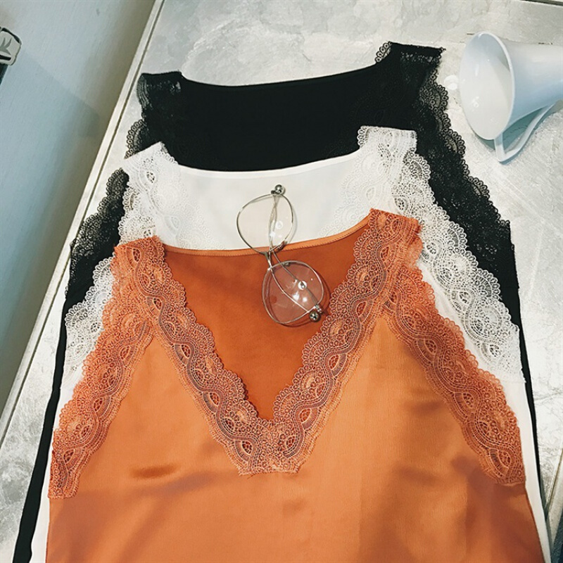 波迷娜(BOMINA)小吊带背心女2021年夏季夏新款外穿内搭吊带背心女夏领外穿网红西装内搭西服打底蕾丝拼接上衣