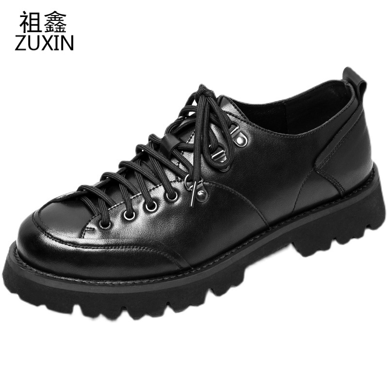 祖鑫2021马丁鞋男低帮ins男鞋潮百搭男士短靴工装鞋厚底增高休闲小皮鞋男