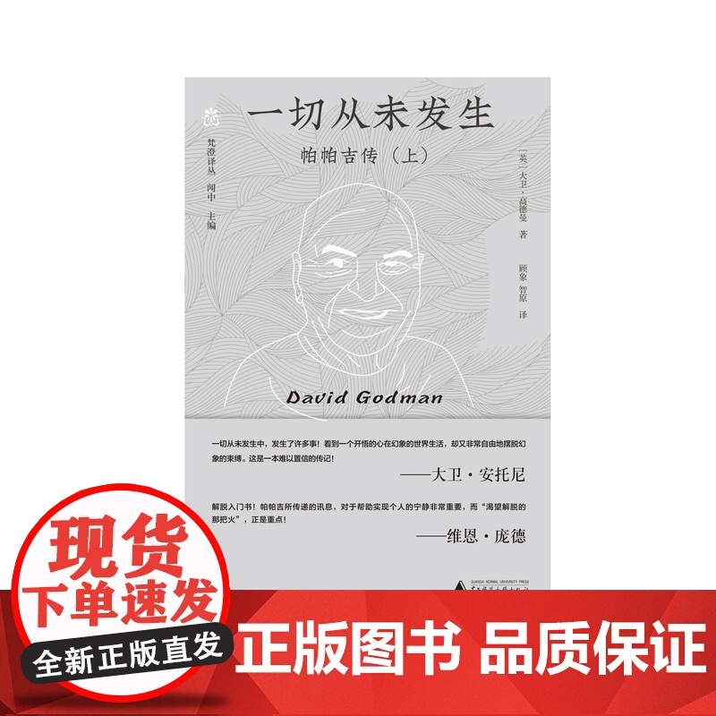 梵澄译丛·一切从未发生 帕帕吉传(上)大卫·高德曼/著 顾象 智原/译 广西师范大学出版社高清大图