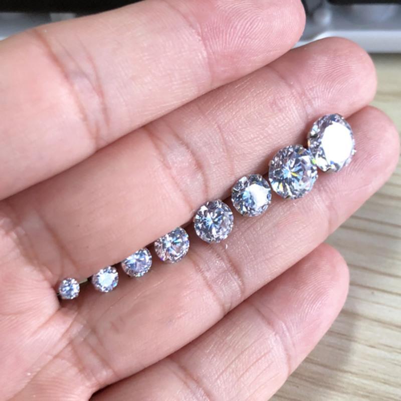 [尺寸全]925银锆石耳钉 男士耳钉 女单只小耳饰耳洞银针 潮个性 3mm