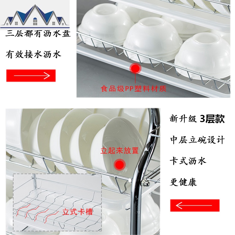 沥水碗架家用洗碗池厨房置物架控水晾碟放盘子柜装碗筷收纳盒箱 三维工匠高清大图