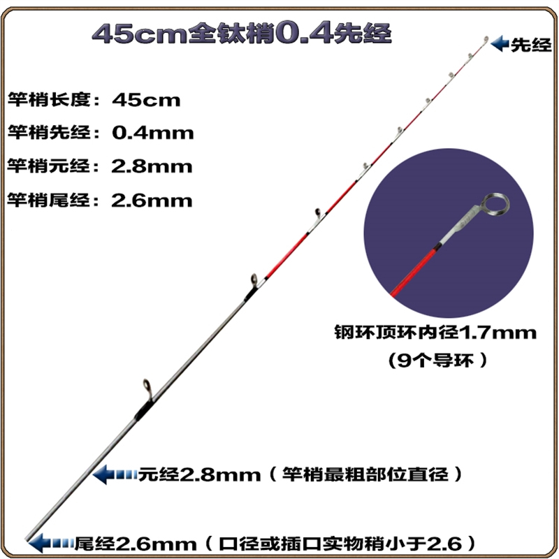 钛合金竿稍筏竿竿稍微铅软尾硬尾伐杆筏杆阀杆闪电客杆稍夜光电子筏钓