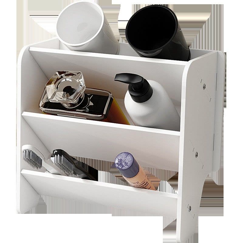 洗漱台收纳盒置物架多层落地化妆品浴室卫生间厕所牙刷置物架 三维工匠 308(2个套装+赠免钉胶)牙刷架/牙具座图片