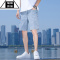希杰狮王2023浅色牛仔短裤男士夏季薄款潮牌修身休闲男装外穿五分裤子中裤
