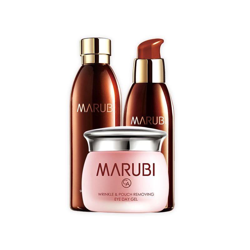 MARUBI丸美套装 紧致眼袋眼凝胶巧克力丝滑水乳三件套 抗淡皱保湿补水 淡化细纹眼袋面部眼部护理护肤化妆品