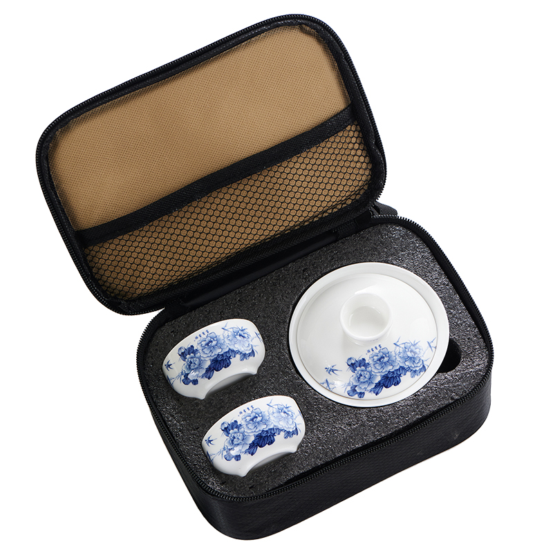 北国风光 骨瓷旅行茶具 富贵吉祥TS-0118 套高清大图