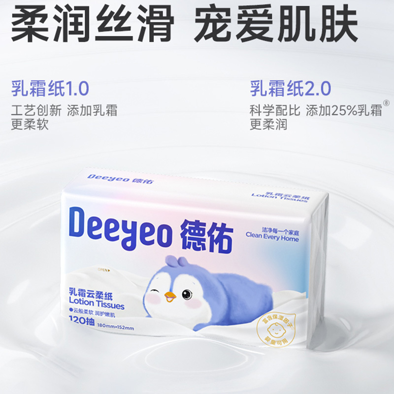 德佑纸面巾120抽5包*3提舒适乳霜云柔10040118(包装随机)高清大图