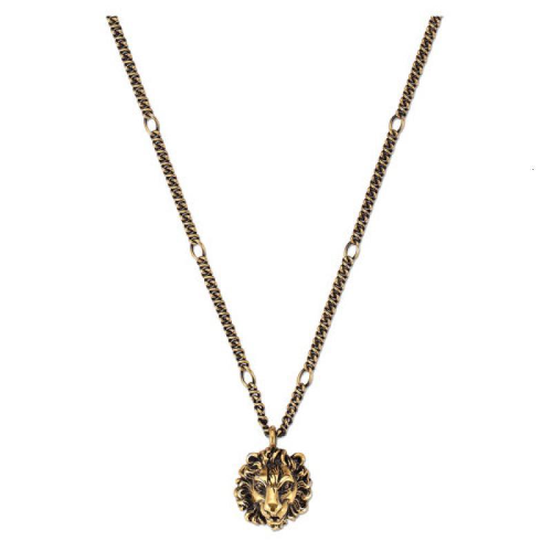 gucci古驰金色金属狮子头吊坠项链410673i46008233