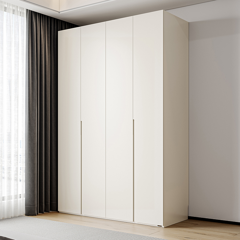 温馨奶油风进口头层牛皮软靠皮床加高衣柜卧室套装高清大图