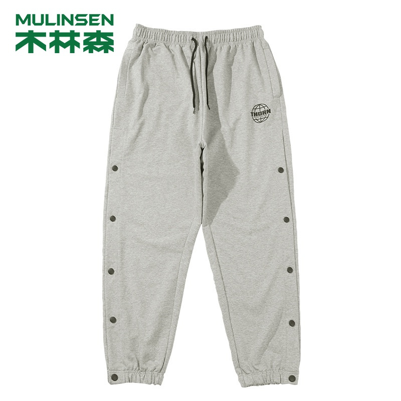 [直营]木林森(MULINSEN)港风男装 秋季新款排扣垂感休闲裤男宽松运动束脚裤子