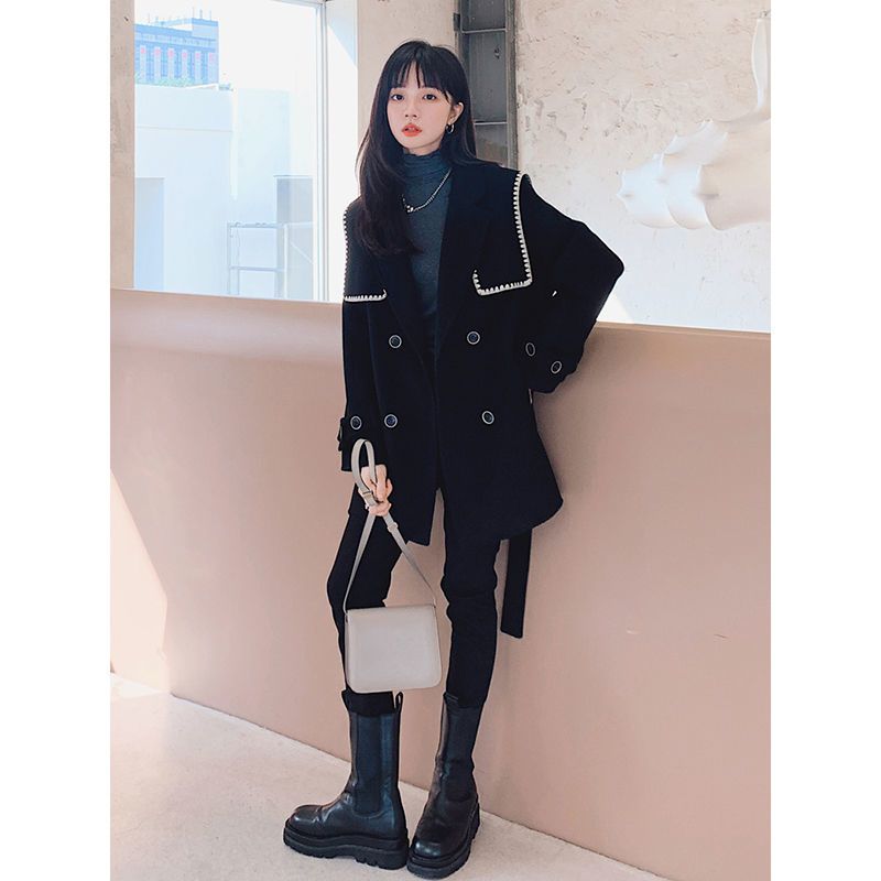 双面羊绒呢子大衣女秋冬中长款小个子气质加厚毛呢外套2021新款潮