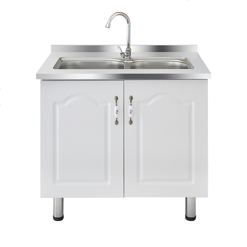 简易橱柜灶台柜组装经济型不锈钢碗柜厨房水槽柜定制出租房储物柜90灶台款图片 高清实拍大图 苏宁易购