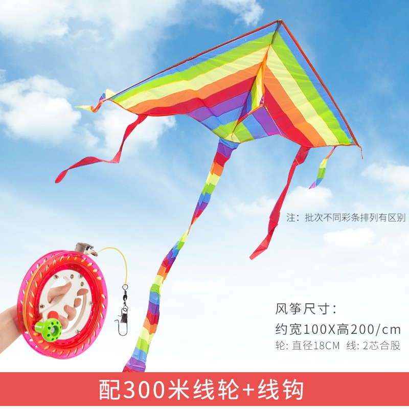 彩条风筝带线轮套装儿童小卡通初学者成人潍坊新款微风易飞创意 三维工匠 小彩条-仅风筝高清大图