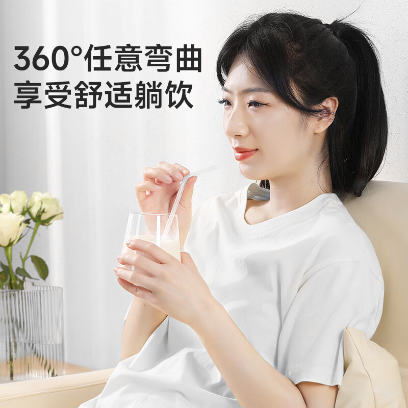 美丽雅 吸管一次性 独立包装50支/袋*2 100支 奶茶豆浆果汁食品塑料透明彩色长软管 91757高清大图