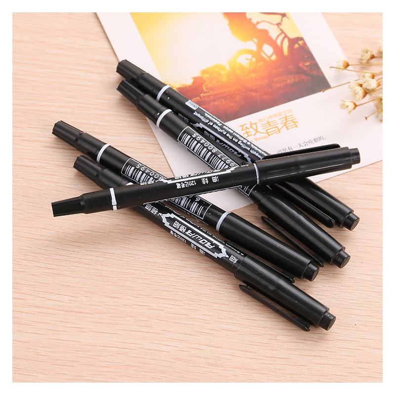 小号双头记号笔水性笔勾线笔120极细笔学习文具快递物流专用dz120蓝色