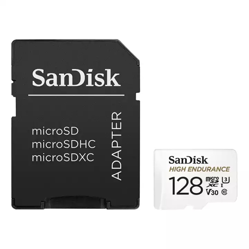 闪迪行车记录仪/安防监控专用Micro SD卡高度耐用U3/V30 TF卡 128G卡+卡套+读卡器+卡盒