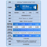 西数SN5000 2TB 读速5150M大容量SSD固态硬盘 m.2 nvme高速笔记本台式AI电脑配件台式电脑加速固态