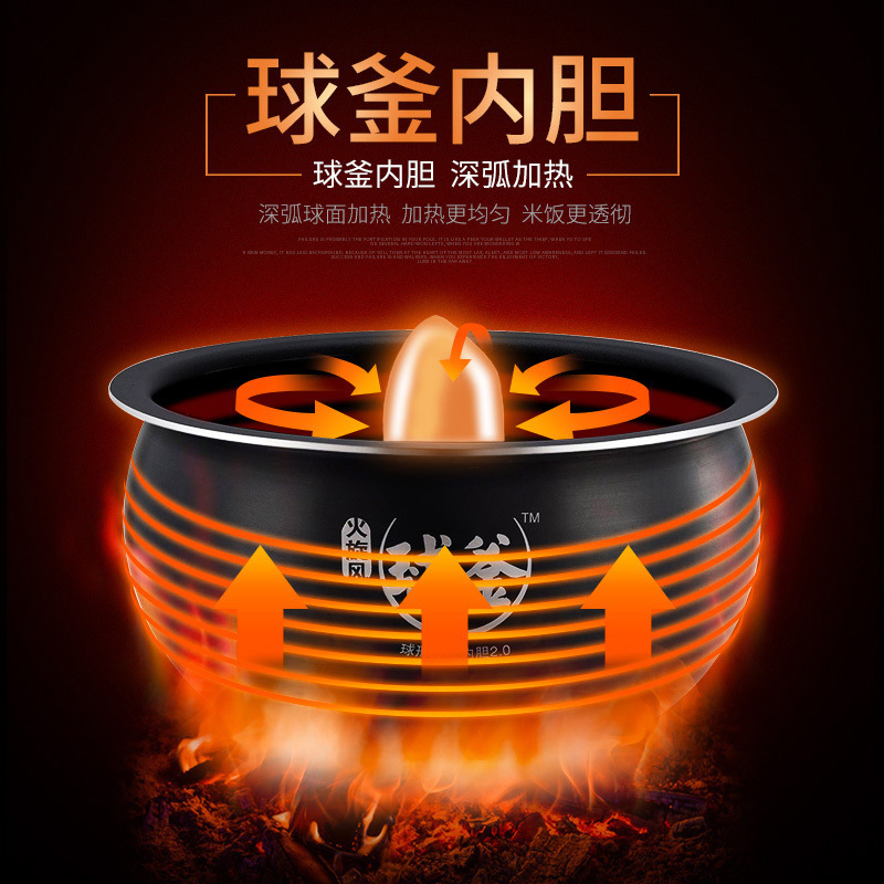 苏泊尔(SUPOR)电饭煲 电饭锅球釜4升家用3-4人做小米柴火饭智能预约 拉丝金属外壳 [王源代言]家用电锅