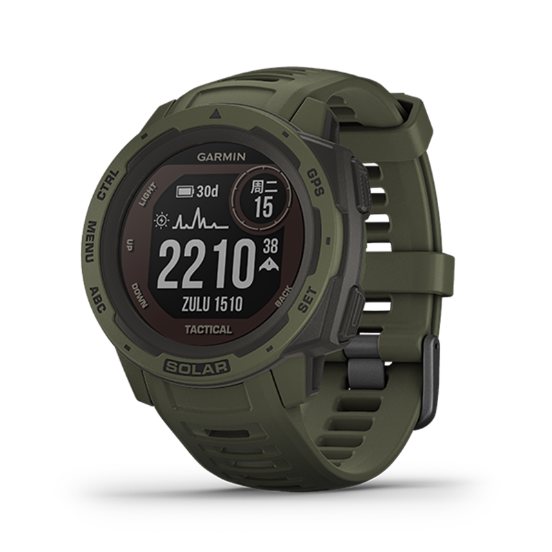 Garmin佳明 instinct 本能光动太阳能运动智能手表户外GPS血氧登山腕表 太阳能战术版 丛林绿