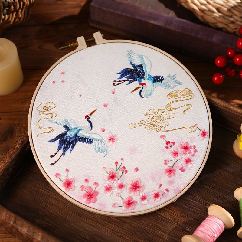 辅助绣绷] 手工刺绣手帕diy手工自绣材料包绣品团扇初学者古风戳葱邋